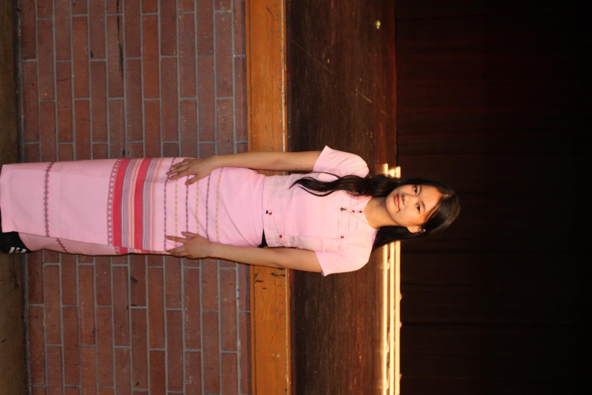 Junior Dah Meh modeling a Kareni dress. 